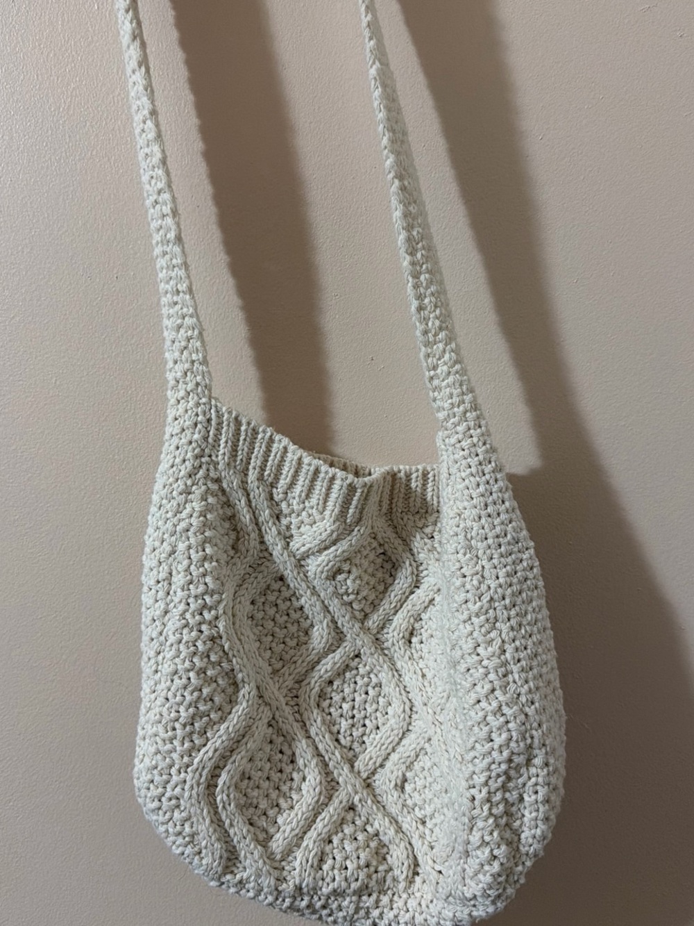 Handwoven Cream Crochet Shoulder Bag